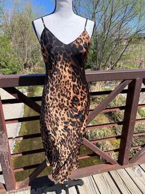 Forever 21 Contemporary Satin Leopard Print Cami Slip Midi Dress